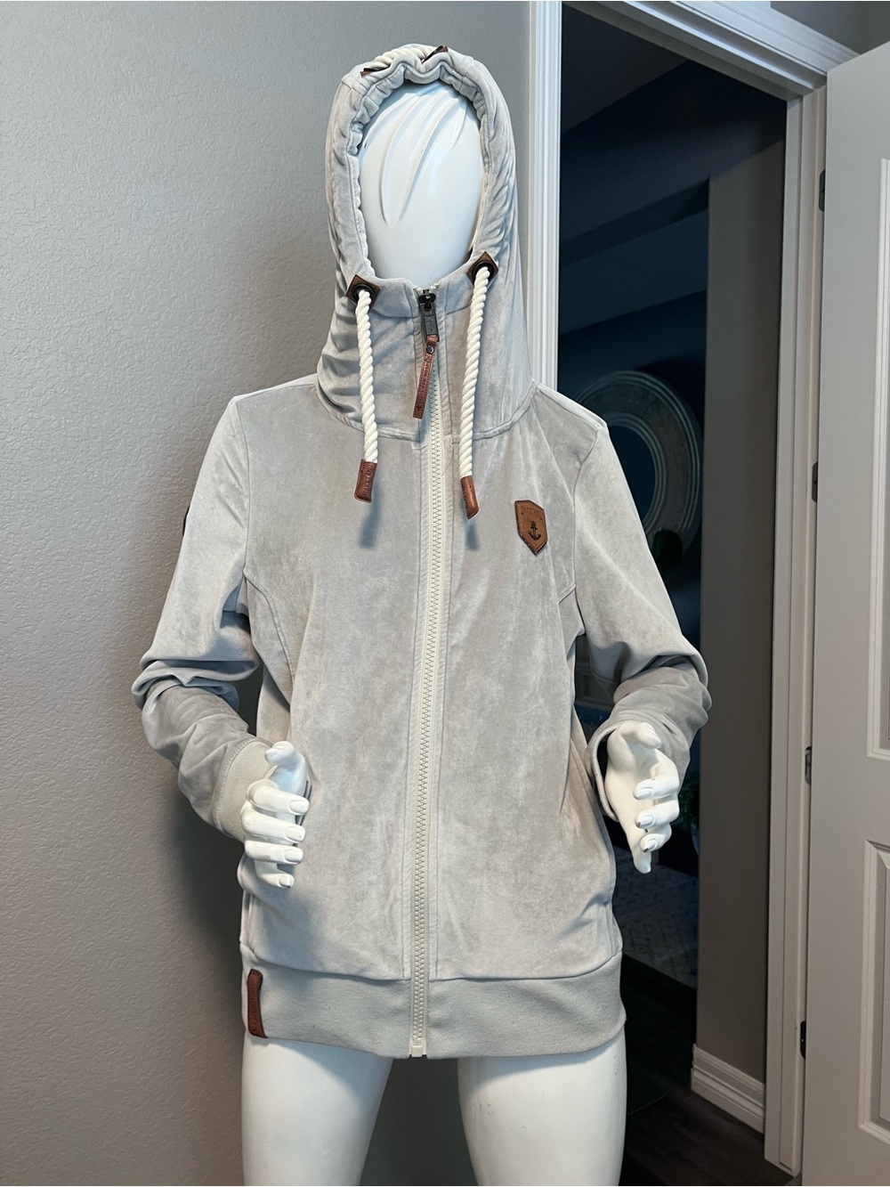 NAKETANO Brazzo Mack light Gray Velour Hoodie M
